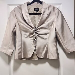 Adrianna Papell Women's Satin Cropped Jacket in Champagne
